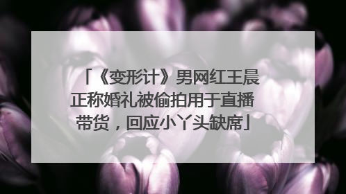 《变形计》男网红王晨正称婚礼被偷拍用于直播带货，回应小丫头缺席