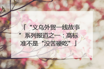 “义乌外贸一线故事”系列报道之一：高标准不是“没苦硬吃”