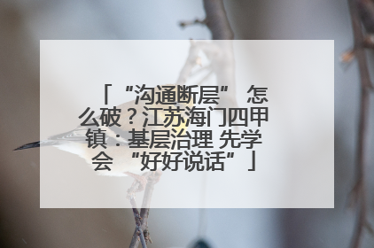 “沟通断层” 怎么破？江苏海门四甲镇：基层治理 先学会 “好好说话”