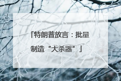 特朗普放言：批量制造“大杀器”