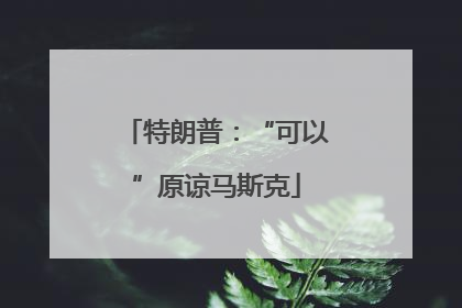 特朗普：“可以”原谅马斯克