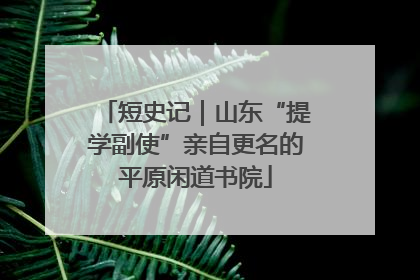 短史记｜山东“提学副使”亲自更名的平原闲道书院