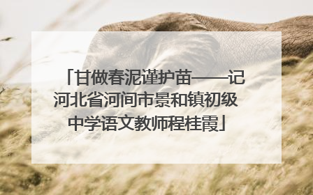 甘做春泥谨护苗——记河北省河间市景和镇初级中学语文教师程桂霞