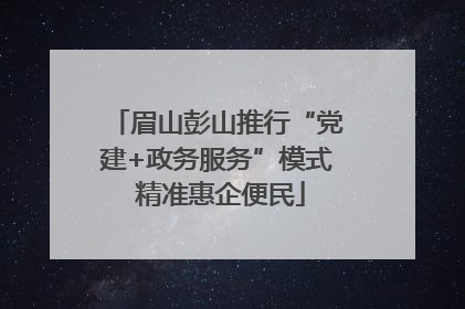 眉山彭山推行“党建+政务服务”模式 精准惠企便民