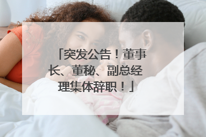 突发公告！董事长、董秘、副总经理集体辞职！