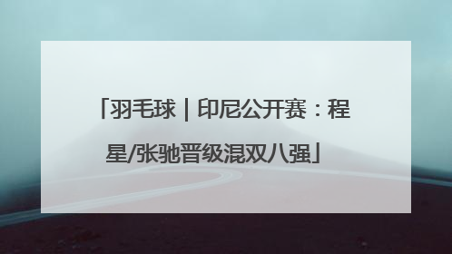 羽毛球｜印尼公开赛：程星/张驰晋级混双八强