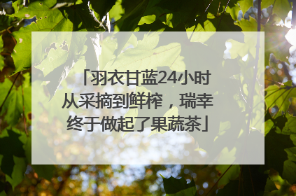 羽衣甘蓝24小时从采摘到鲜榨，瑞幸终于做起了果蔬茶