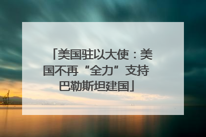 美国驻以大使：美国不再“全力”支持巴勒斯坦建国