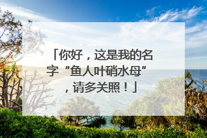 你好，这是我的名字“鱼人叶硝水母”，请多关照！