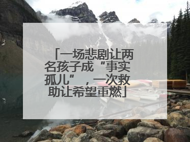 一场悲剧让两名孩子成“事实孤儿”，一次救助让希望重燃