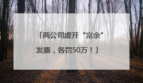 两公司虚开“富余”发票，各罚50万！