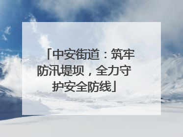 中安街道：筑牢防汛堤坝，全力守护安全防线