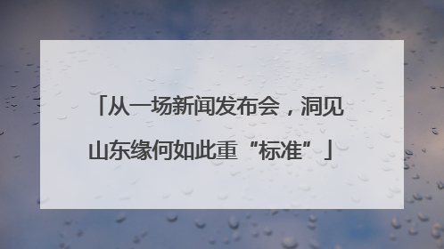 从一场新闻发布会，洞见山东缘何如此重“标准”