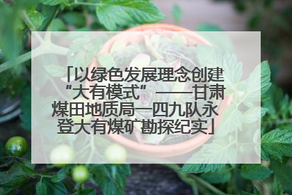 以绿色发展理念创建“大有模式”——甘肃煤田地质局一四九队永登大有煤矿勘探纪实