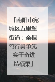 南阳市宛城区五里堡街道：奋楫笃行勇争先 实干奋进结硕果