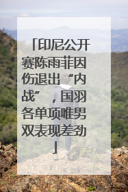 印尼公开赛陈雨菲因伤退出“内战”，国羽各单项唯男双表现差劲