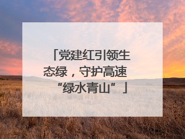 党建红引领生态绿，守护高速“绿水青山”