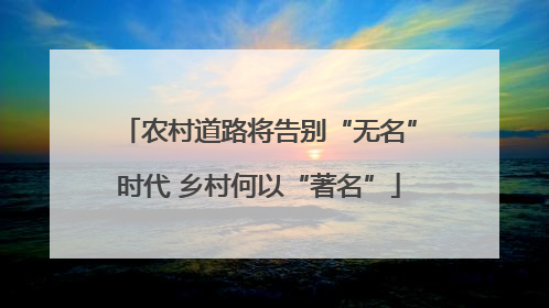 农村道路将告别“无名”时代 乡村何以“著名”