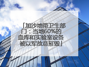加沙地带卫生部门：当地60%的血库和实验室设备被以军故意摧毁