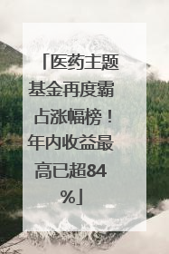医药主题基金再度霸占涨幅榜！年内收益最高已超84%