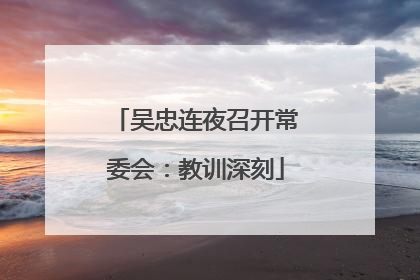 吴忠连夜召开常委会：教训深刻