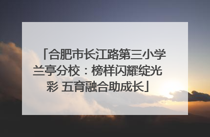 合肥市长江路第三小学兰亭分校：榜样闪耀绽光彩 五育融合助成长