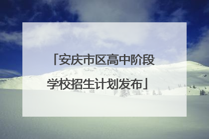 安庆市区高中阶段学校招生计划发布