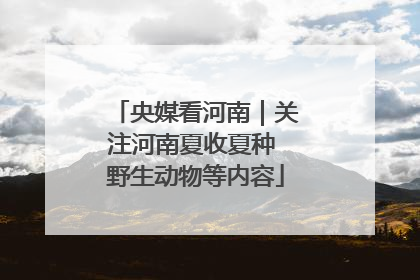 央媒看河南｜关注河南夏收夏种 野生动物等内容