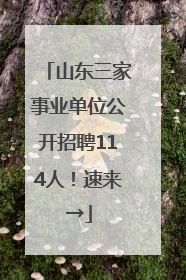 山东三家事业单位公开招聘114人！速来→