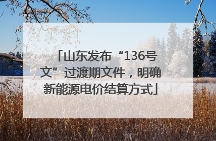 山东发布“136号文”过渡期文件，明确新能源电价结算方式