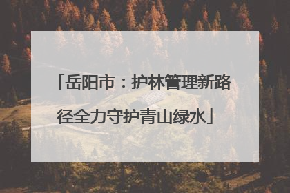 岳阳市：护林管理新路径全力守护青山绿水