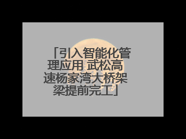 引入智能化管理应用 武松高速杨家湾大桥架梁提前完工