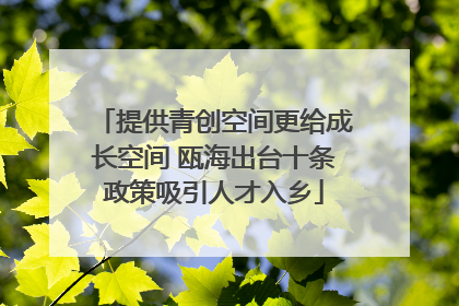 提供青创空间更给成长空间 瓯海出台十条政策吸引人才入乡