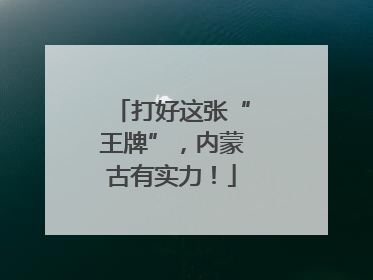 打好这张“王牌”，内蒙古有实力！