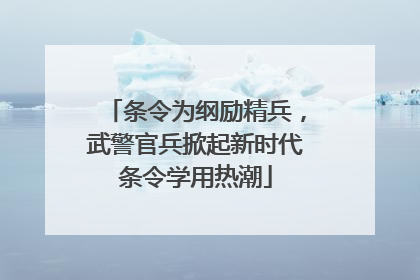 条令为纲励精兵，武警官兵掀起新时代条令学用热潮