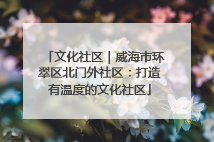 文化社区｜威海市环翠区北门外社区：打造有温度的文化社区