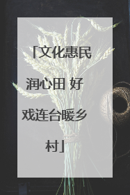 文化惠民润心田 好戏连台暖乡村