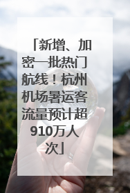 新增、加密一批热门航线！杭州机场暑运客流量预计超910万人次