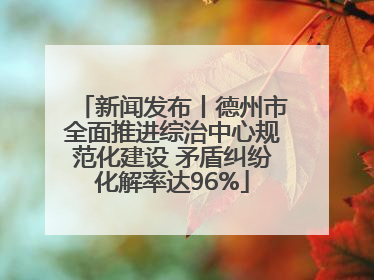 新闻发布丨德州市全面推进综治中心规范化建设 矛盾纠纷化解率达96%