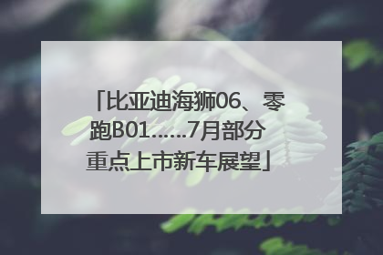 比亚迪海狮06、零跑B01……7月部分重点上市新车展望