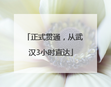 正式贯通，从武汉3小时直达