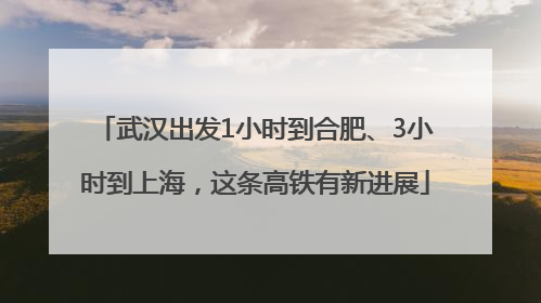 武汉出发1小时到合肥、3小时到上海，这条高铁有新进展