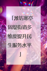 潍坊寒亭固堤街道多维度提升民生服务水平