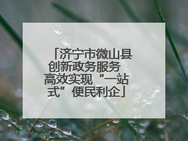 济宁市微山县创新政务服务 高效实现“一站式”便民利企