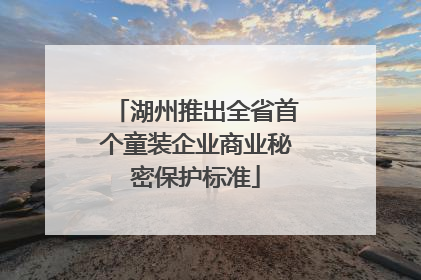 湖州推出全省首个童装企业商业秘密保护标准