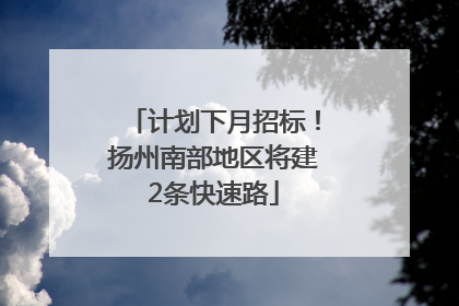 计划下月招标！扬州南部地区将建2条快速路