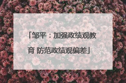 邹平：加强政绩观教育 防范政绩观偏差