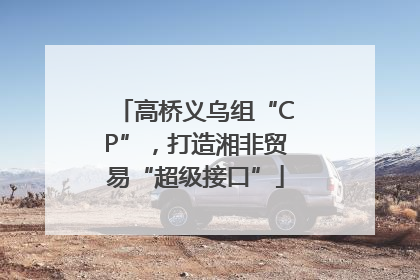 高桥义乌组“CP”，打造湘非贸易“超级接口”